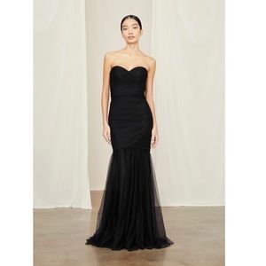 Amsale Black G832U Tulle Formal Bridesmaid Dress